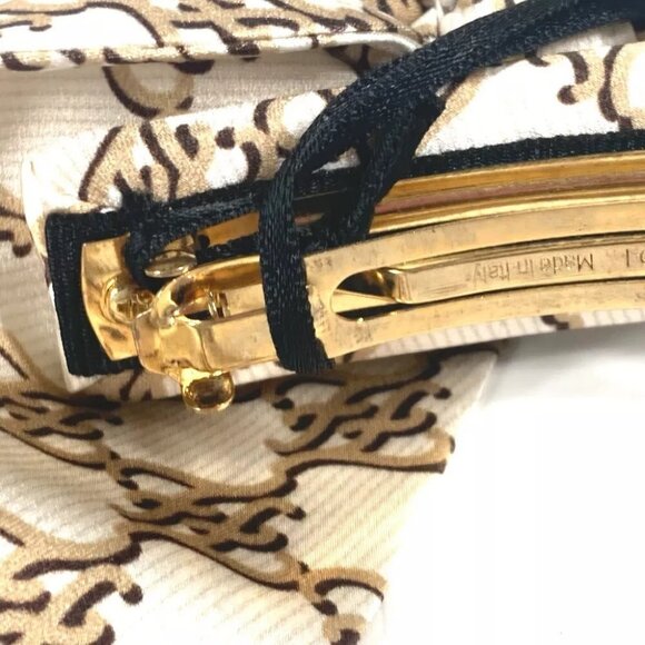 FENDI FXT114 Logo ribbon Hair clip hair accessories Barrette silk Beige - Picture 13 of 15